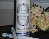 Peacock Wedding, Peacock Unity Candle, and set of 20 matching luminary table numbers  CUSTOM FOR ROSA