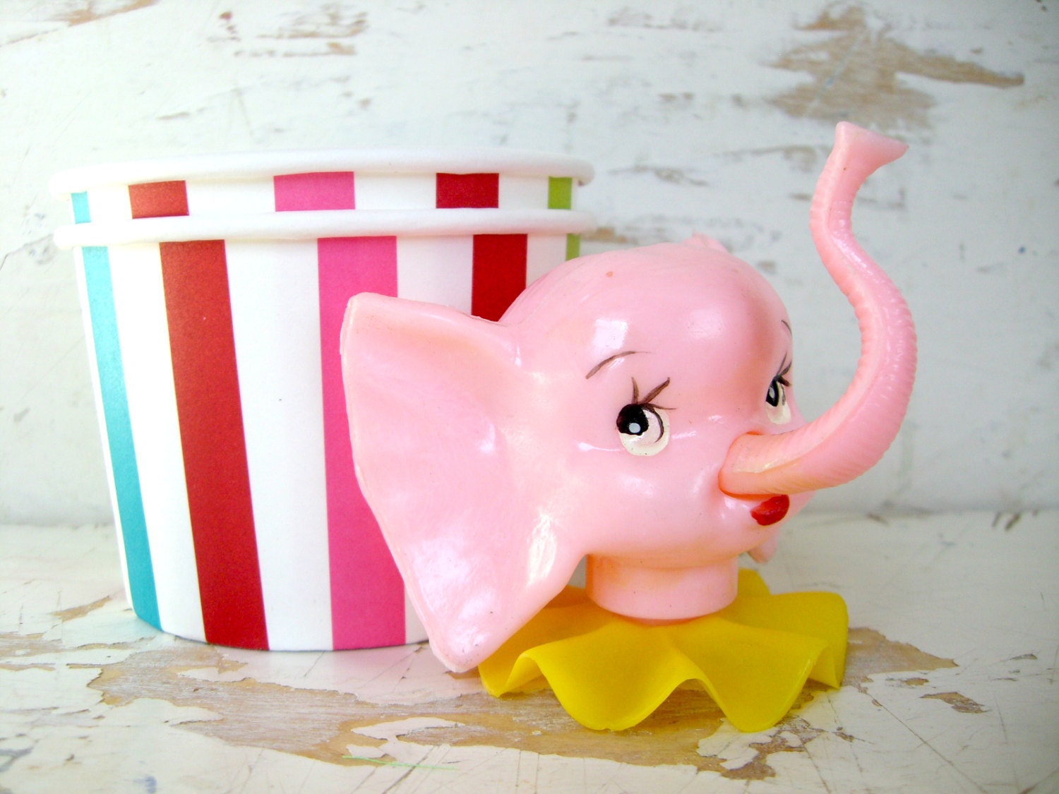ONE Vintage Circus Elephant Cake Topper, By Wilton-  NEW Old Stock, You Choose Yellow Or Blue CollaR