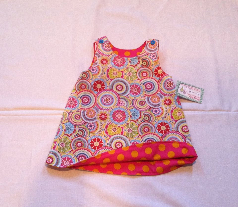 Reversible A Line  Dress Chelsie by Groovy Gurlz Sizes 3m, 6m, 12m, 18m