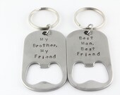 Best Man Bottle Opener Keychain - Groomsman Wedding Gift - Custom Hand Stamped Key Ring