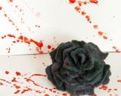 Felted flower- Rose - chose to be frozen in time - Hand Felted Wool Flower Brooch , Felt grey and green rose pin- hand dyed