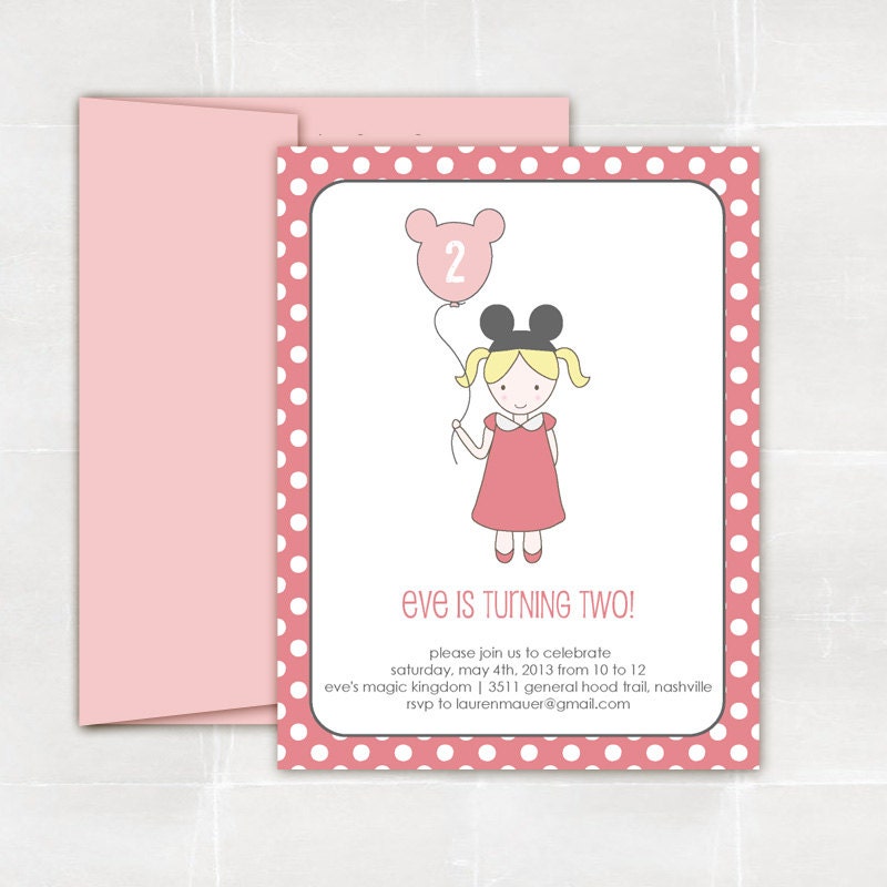 mouse party. mickey and minnie inspired birthday invitation. printed and handmade.