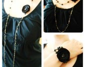 Long Flower Pendant Necklace with Vintage Chain
