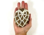 Irish Crochet Stone Paperweight Rock Art Rustic Lace Country Cottage Natural Stone Decor Rustic Beach Heirloom Lace Fiber Art Ecru