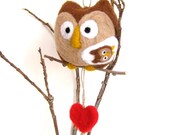 Needle Felted "She is Expecting" Owl Ornament - Wool Hoot Mom - Pregnant - Mothers Day
