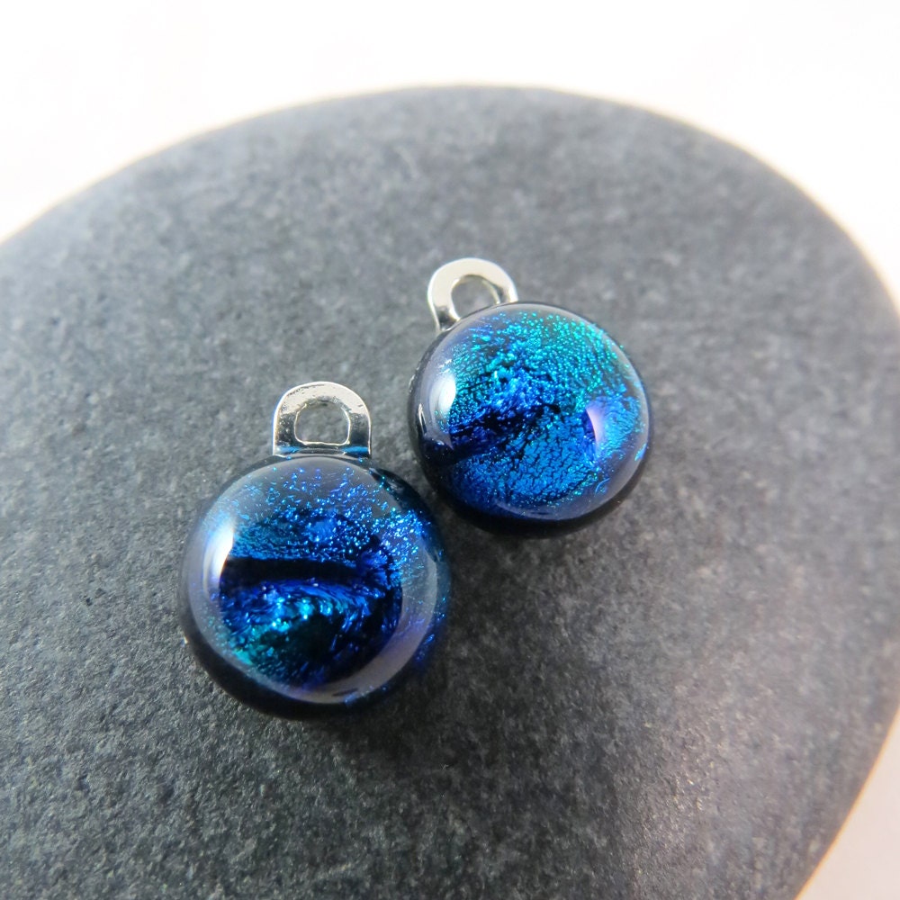 Swirling Blue Green Glass Beads for Interchangeable Earrings - DIY Earrings - Make Your Own