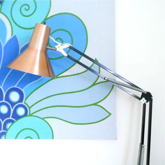 Copper and Black Metal Desk Light with Clamp