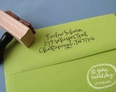 Handwritten Vintage Address Stamp:  your choice of self-inking or red rubber