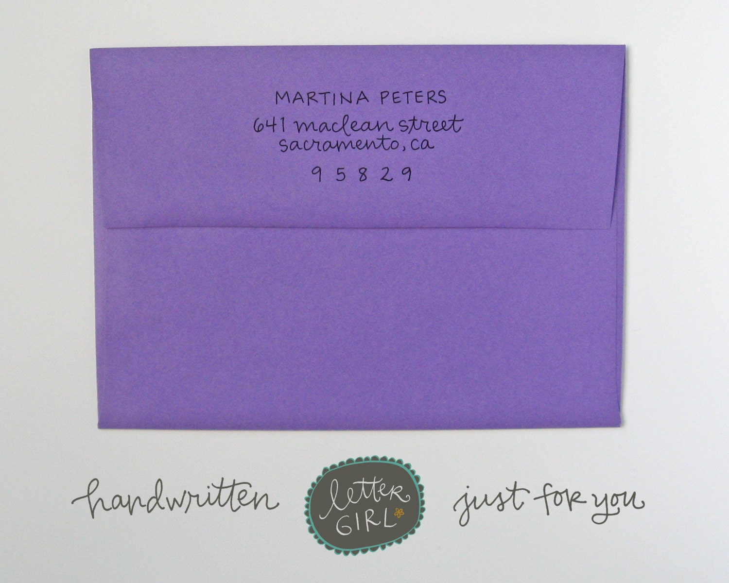 Martina Handwritten Address Stamp: your choice of self-inking or red rubber