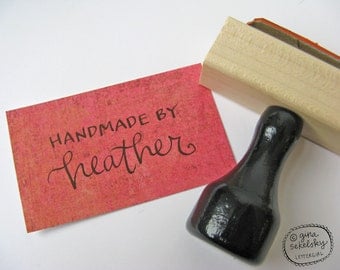 Vintage Lettering Handwritten Artist Stamp in red rubber