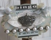 FRENCH parisian sign-  large CROWN sign- shabby crown altered plaque decoration gift