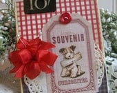 vintage style dog card- PUPPY and NEWSPAPER- BESTFRIENDS handmade card