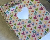 Cards 8 Note Thanks Handmade With Hearts Cut Outs Blue Pink Green White