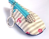 Mini shoe coin pouch keychain - nautical stripes