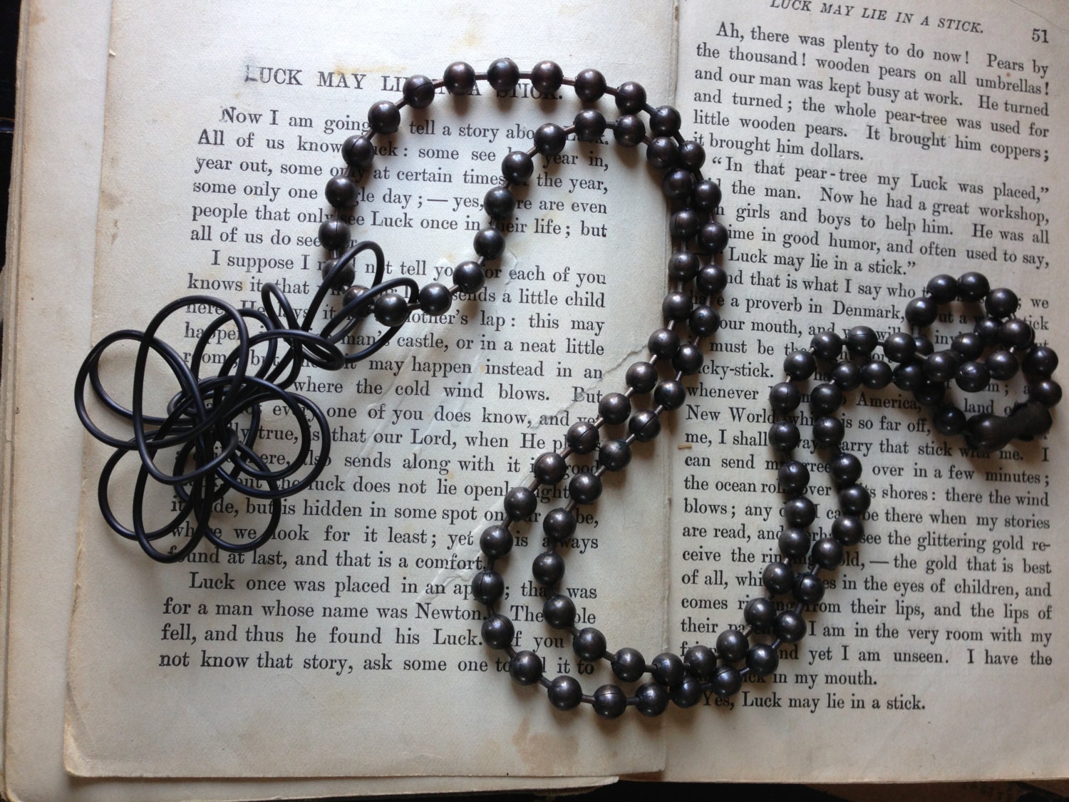 Industrial Wired Funky Chunky Flower Dark Long Necklace by Kris Lanae
