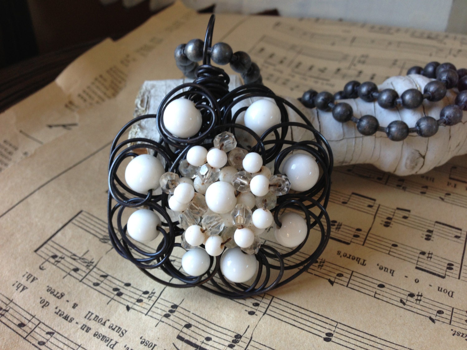 Wired Lovin' Vintage White Necklace by Kris Lanae