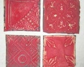 AUTHENTIC Tin Ceiling RED 6x6 Set of 4 Crafts Art Tiles S 1277-13
