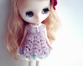 OOAK crocheted dress (lilac) for Middie Blythe or Lati Yellow