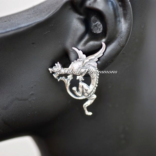 NEW - Griffin Earrings - Mythical Winged Legendary Creature - SOLDERED American Brass Stampings