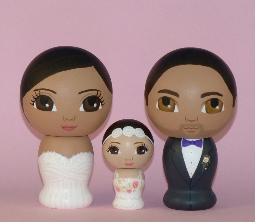 Custom Mothers Day Family Hand Painted on Wooden Kokeshi Dolls