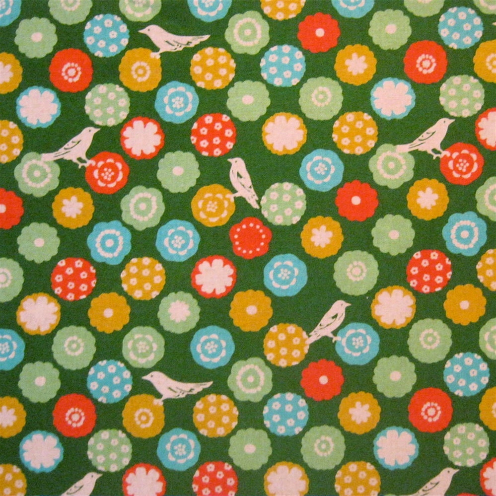 Echino decorator print - just over 1/3 yard of green Bonbon END OF BOLT