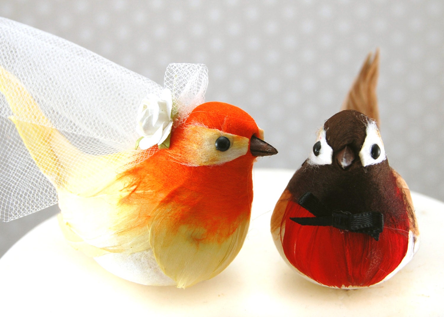 New and on Sale - Fancy Chickadee Wedding Cake Topper: Rustic Bride & Groom Love Birds - Perfect for an Autumn Wedding