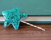 Teal Stardust Sparkle Hair Pin // Felt and Sequin // Women's Hair Accessory by OrdinaryMommy on Etsy
