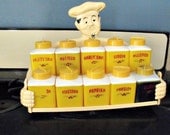 Dapol Happy Chef spice rack - Mid century - Yellow - Two tiers - Rare - 1950s