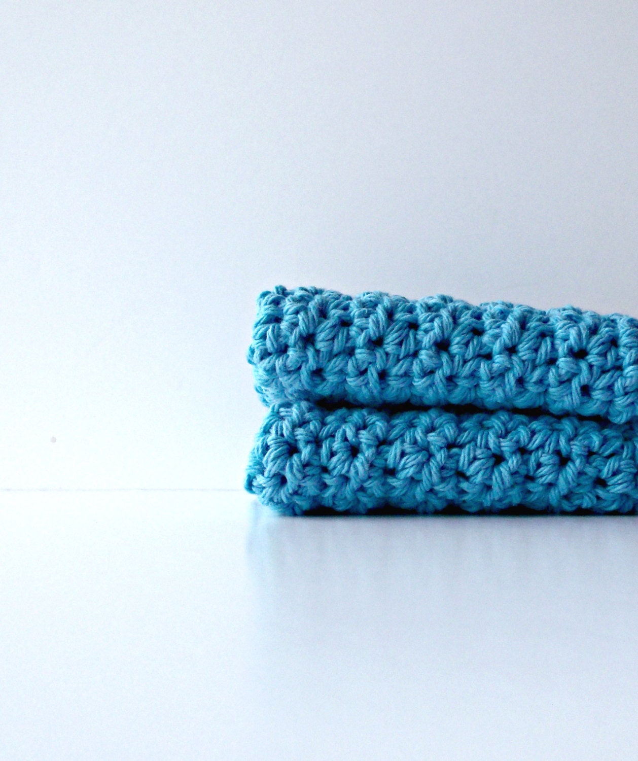 Turquoise Blue Cotton Washcloth Set / Crochet Wash Cloth Facial Cloth / Crochet Face Cloth / Washcloth Dishcloth