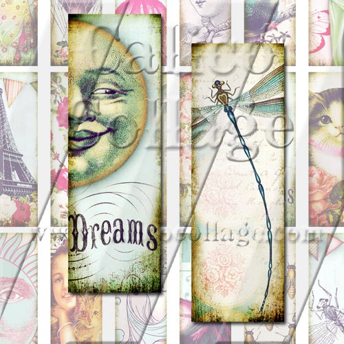 NEW Fanciful - Instant Download Digital Collage Sheet - 1x3 MicroSlide Glass Tile Size 079