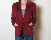 1970s RUST CORDUROY blazer jacket, s-m