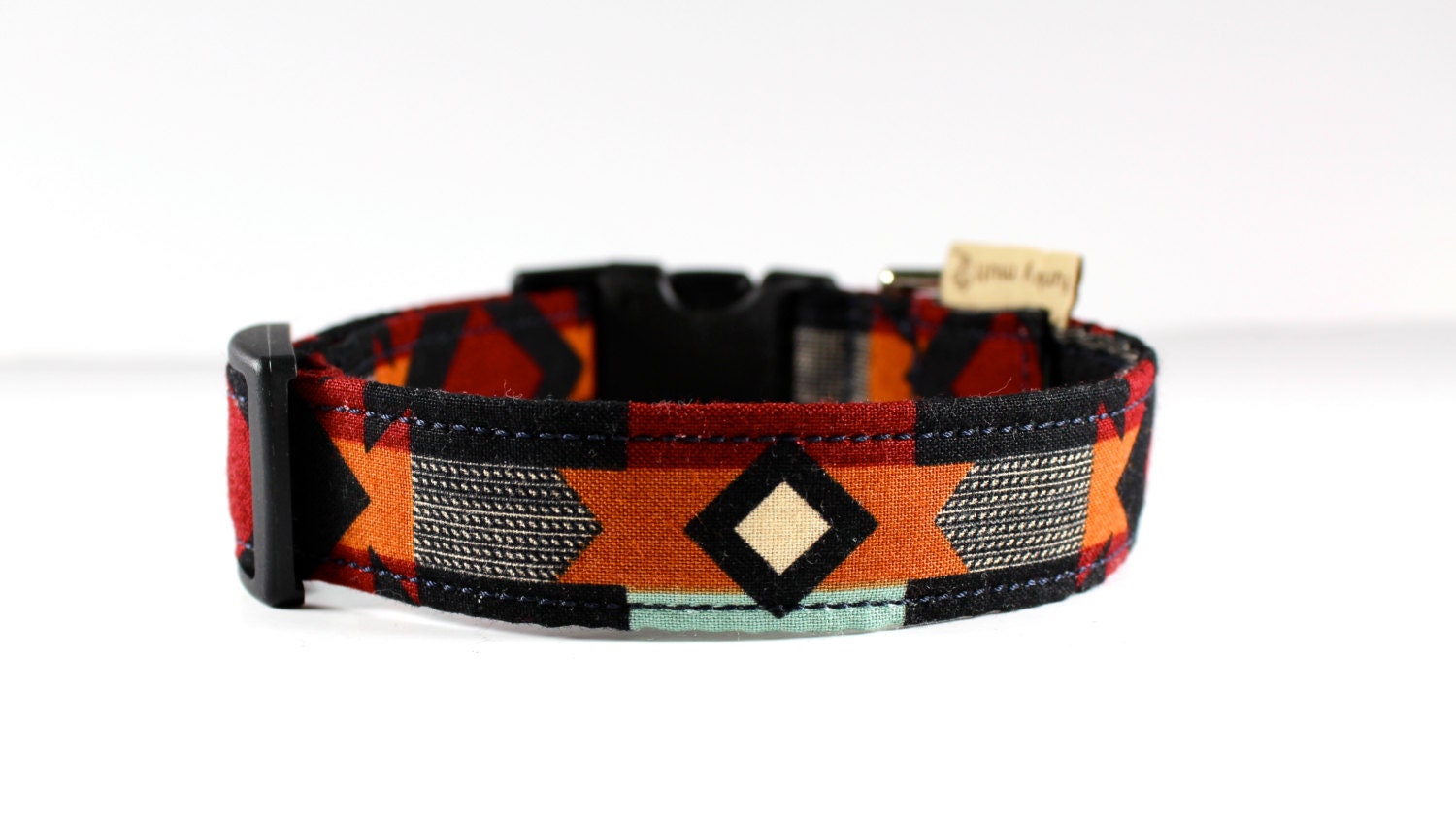 Adjustable Dog Collar "Southwest Diamond Blanket" in earth tone colors -- 1" wide you pick size