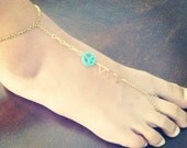 geometric peace ANKLET- turquoise peace anklet foot sandal foot jewelry