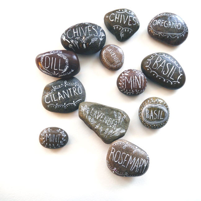 Painted Rock Herb Garden Markers, your choice