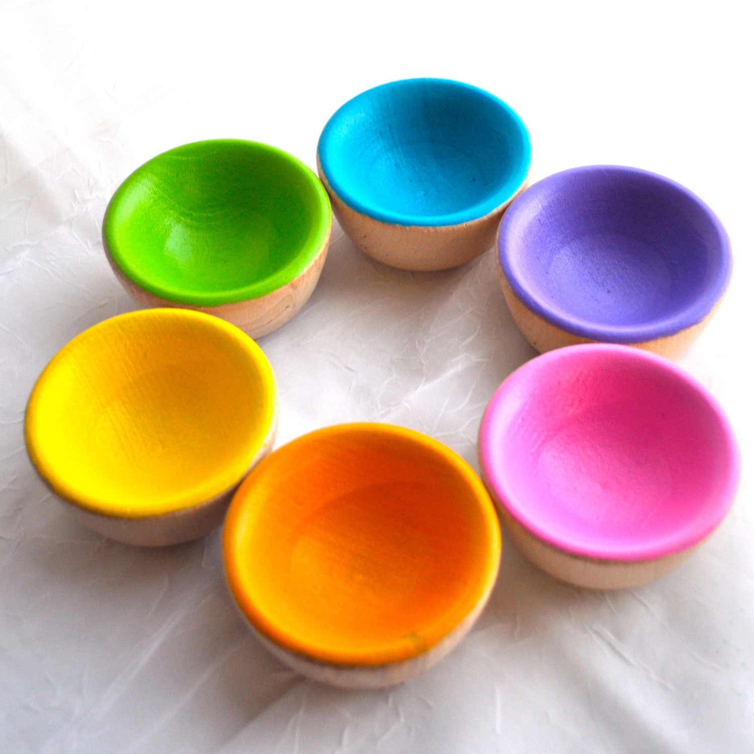 Sorting Toy - The ORIGINAL Bright Wooden Sorting Bowls  -  Montessori Toy