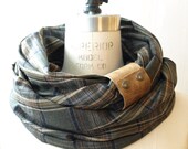 Chunky Olive , cream and mustard  plaid circular infinity scarf