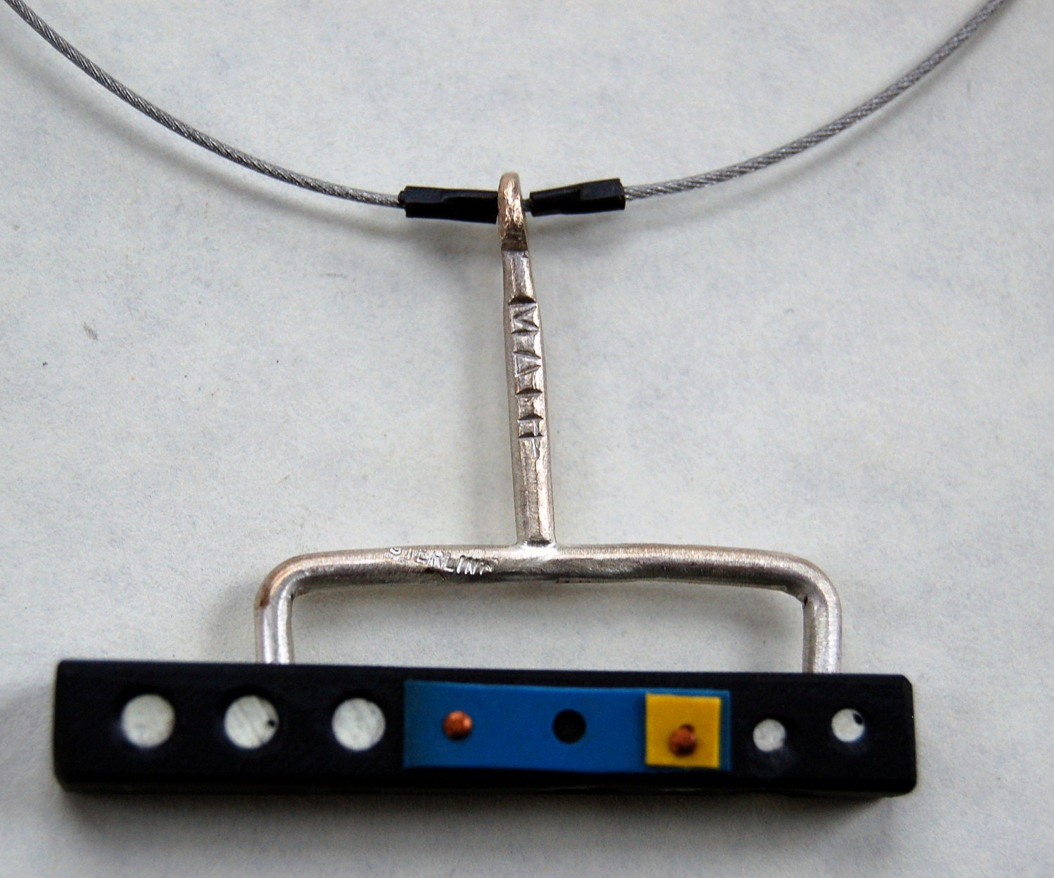 Very Unusual Contemporary Pendant from MADE shop - Really Cool - Handmade - Sterling - Recycled Wood  - FREE SHIPPING