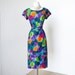 vintage 1950's dress ...gorgeous JERRY GILDEN mid-century impressionist floral polished cotton bombshell pin-up wiggle dress