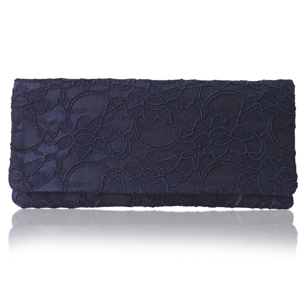 Navy lace Astrid simple clutch purse