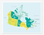 Map of Canada (blues and greens)