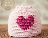 Instant download - Crochet hat PATTERN (pdf file) - Heart and Bobble Hat (sizes baby to adult)