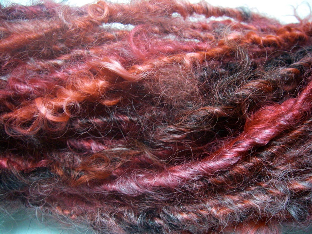 Handspun Lincoln Longwool Wool Yarn in Red by KnoxFarmFiber