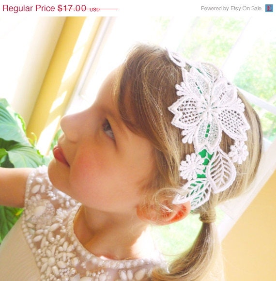 ON SALE Custom color ribbon headband, Lace headband, Womens lace headband, flower girl headband, childrens headbands, wedding hair accessor