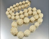 Art Deco Celluloid Necklace Ivory Cabbage Rose Flower Vintage 1930s Art Deco Jewelry