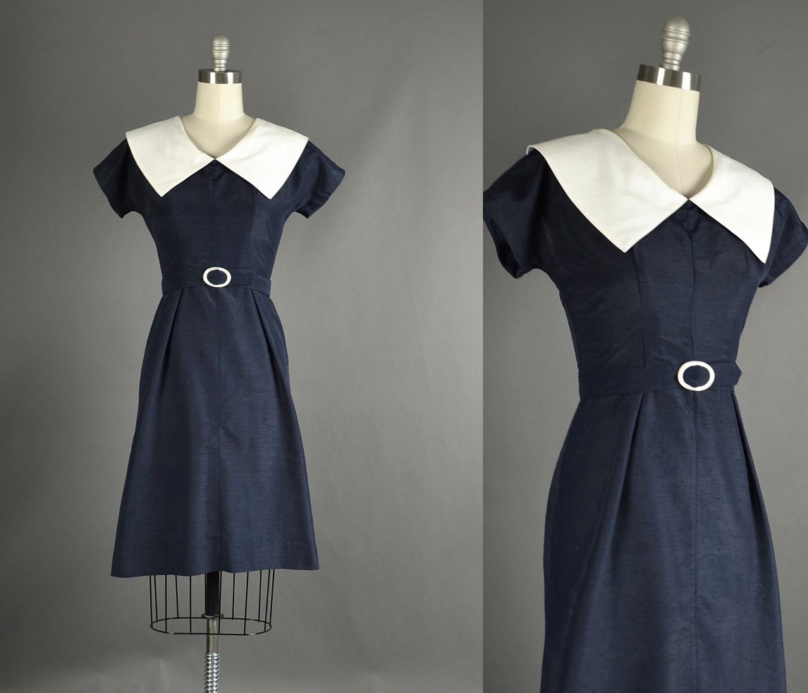 Vintage 1940s Dress - 40s Dress -  1940s shantung silk day dress