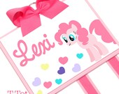 NEW DESIGN - Custom Handpainted Boutique Childrens Hair Bow Holder Personalized m2m My Little Pony Bedding Pinky Pink - LARGE