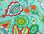 Freshly Picked Flowers in Turquoise- Extra Wide Dutch design fabric