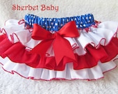 READY TO SHIP size 3 - 6 months Red White & Blue Sassy Pants Ruffle Bloomer Diaper Cover