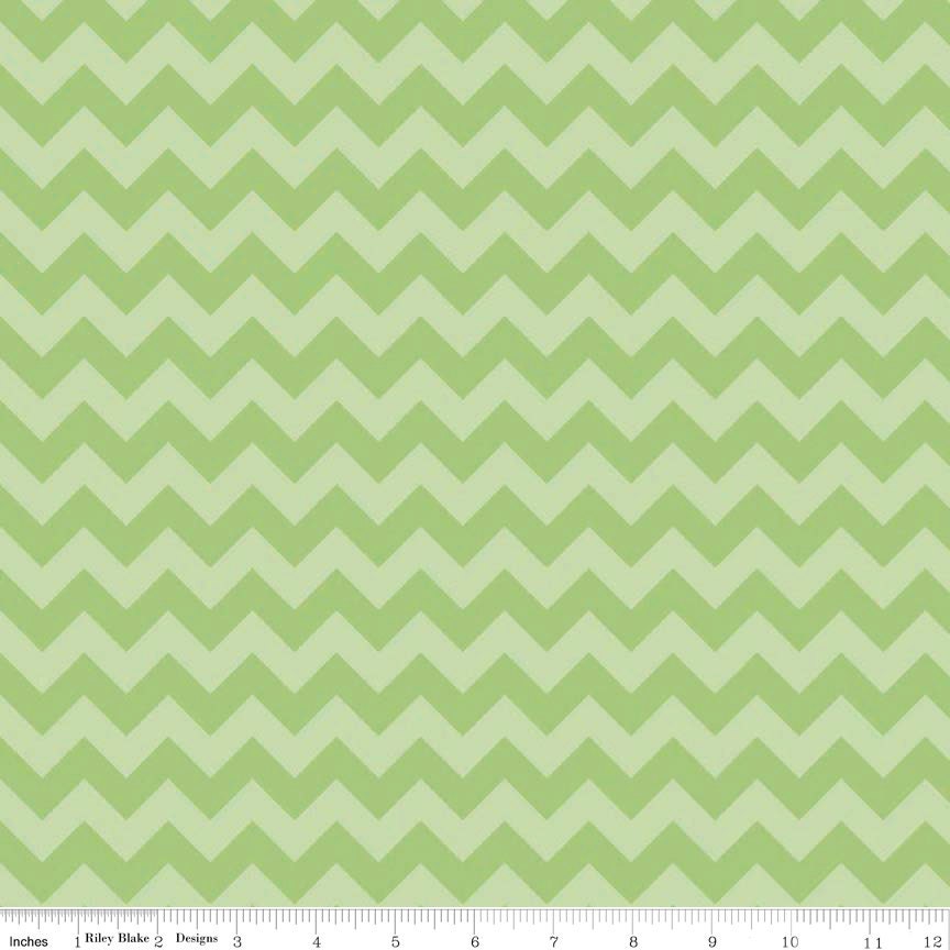Chevron Fabric in Tone on Tone Green Small Size by Riley Blake Designs 1 Yard New