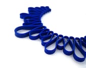 blue bib necklace, modern geometric rubber jewelry, frankideas handmade avant garde statement necklace, blue choker